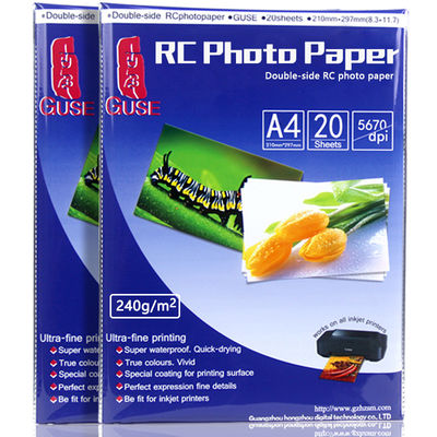 O dobro de papel da foto revestida da resina de A4 RC tomou partido 210*297mm impermeáveis lustrosos
